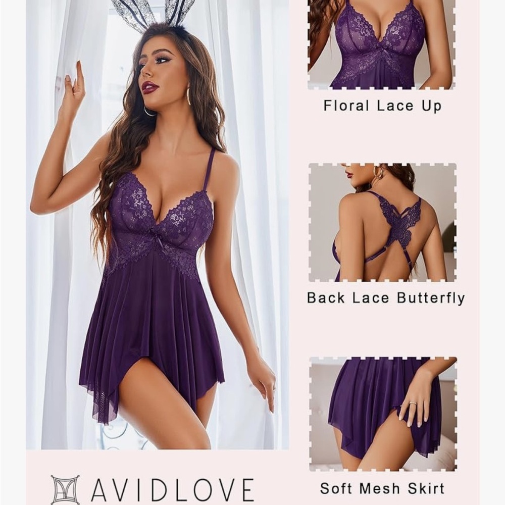 New with Tags! Purple Lace Lingerie with Butterfly Back